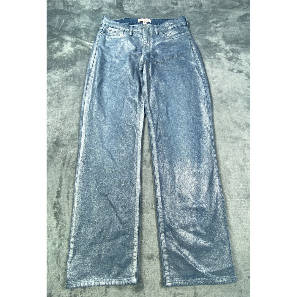 Lucky Brand Jeans Womens 6/28 Zoe High Rise Straight Leg Metallic Shimmer Dazzle